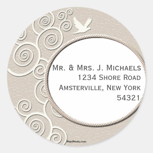 White Dove Return Address Sticker (Voorkant)