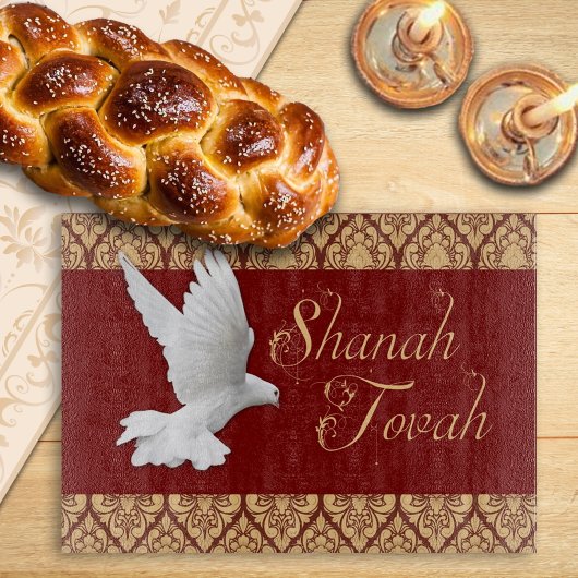 White Dove Rosh Hashanah New Year Challah Board Snijplank