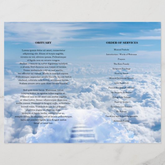 White dove & Sky Funeral Program sjabloon (Achterkant)