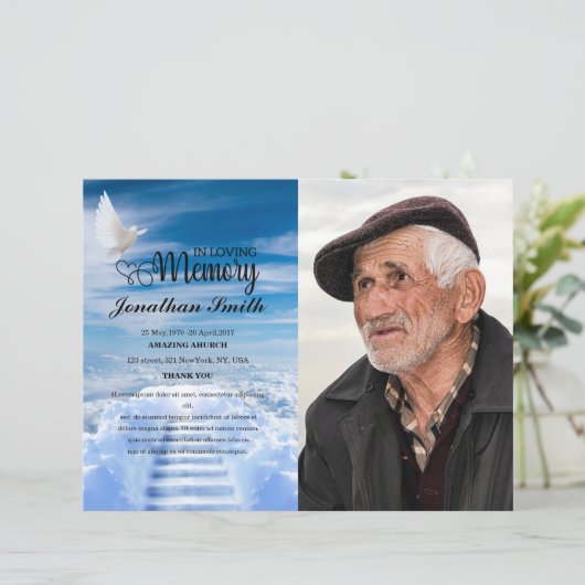 White dove & Sky Funeral Program sjabloon (Staand voorkant)