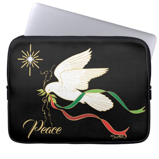 White Dove Spreading Peace Laptop Sleeve (Voorkant)
