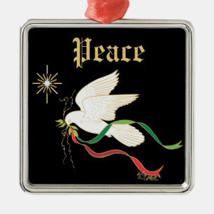 White Dove Spreiding Peace Metalen Ornament