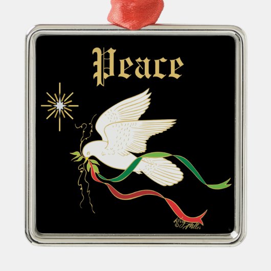 White Dove Spreiding Peace Metalen Ornament (Voorkant)