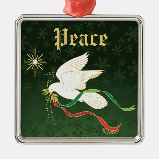 White Dove Spreiding Peace Metalen Ornament (Voorkant)