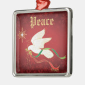 White Dove Spreiding Peace Metalen Ornament (Links)