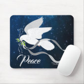 White Dove Spreiding Peace Muismat (Met muis)
