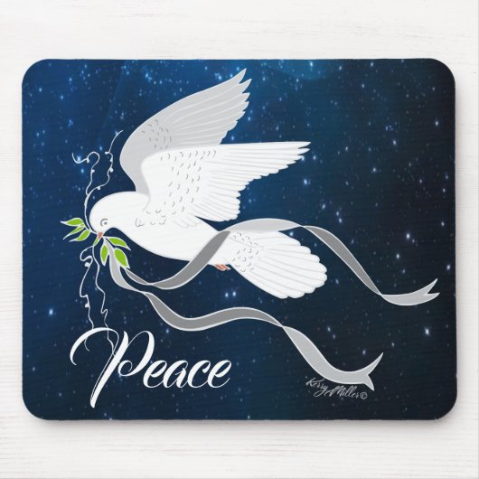 White Dove Spreiding Peace Muismat (Voorkant)