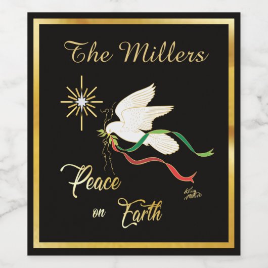 White Dove Spreiding Peace on Earth Wine Label Wijn Etiket (Enkel label)