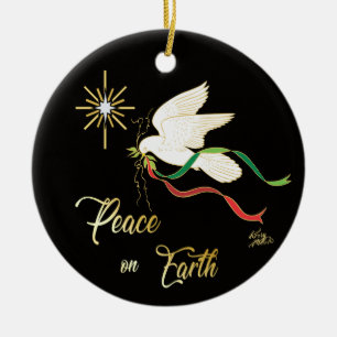 White Dove verspreidt vrede op aarde Keramisch Ornament
