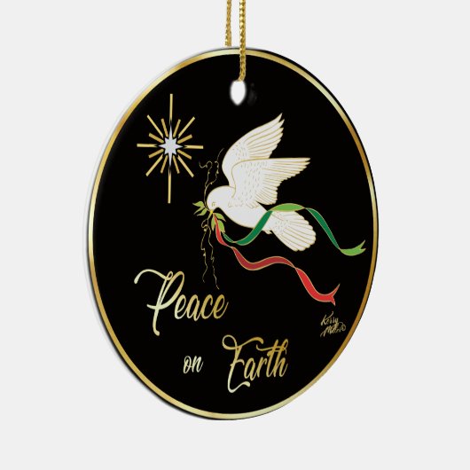 White Dove verspreidt vrede op aarde Keramisch Ornament (Rechts)