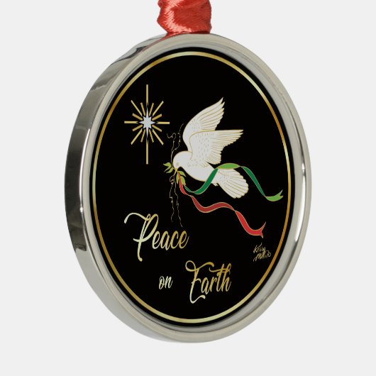 White Dove verspreidt vrede op aarde Metalen Ornament (Rechts)