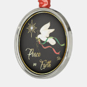 White Dove verspreidt vrede op aarde Metalen Ornament (Links)