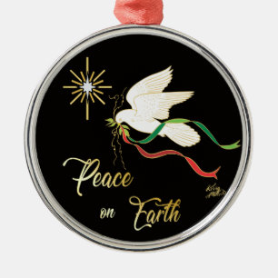 White Dove verspreidt vrede op aarde Metalen Ornament