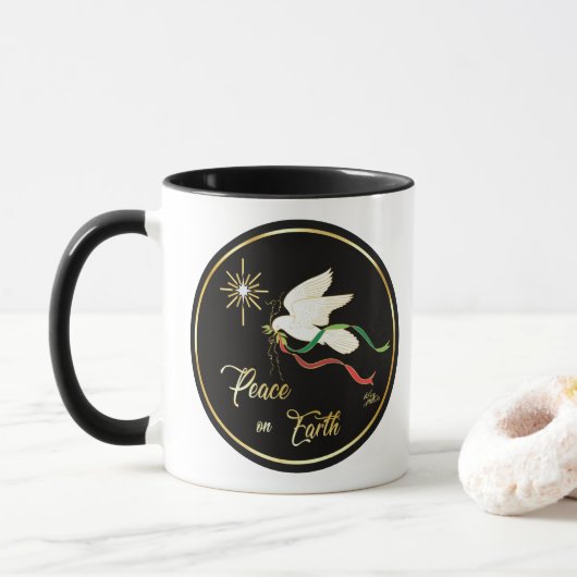 White Dove verspreidt vrede op aarde Mok (Met donut)