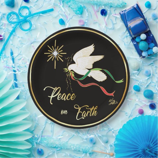 White Dove verspreidt vrede op aarde Papieren Bordje (Feest)
