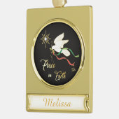 White Dove verspreidt vrede op aarde Verguld Banner Ornament (Links)