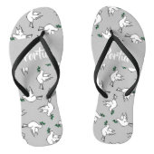 White dove with green leaves on gray teenslippers (Voetbed)