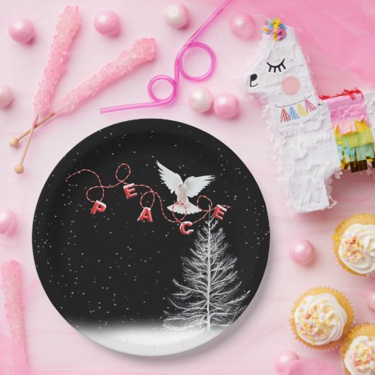 White Dove with Peace-kerstversiering Papieren Bordje (Feest)