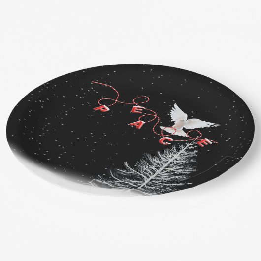 White Dove with Peace-kerstversiering Papieren Bordje (Gekanteld)