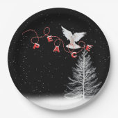 White Dove with Peace-kerstversiering Papieren Bordje (Voorkant)