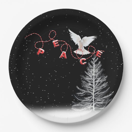 White Dove with Peace-kerstversiering Papieren Bordje (Voorkant)