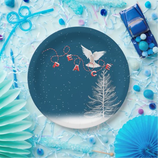 White Dove with Peace-kerstversiering Papieren Bordje (Feest)