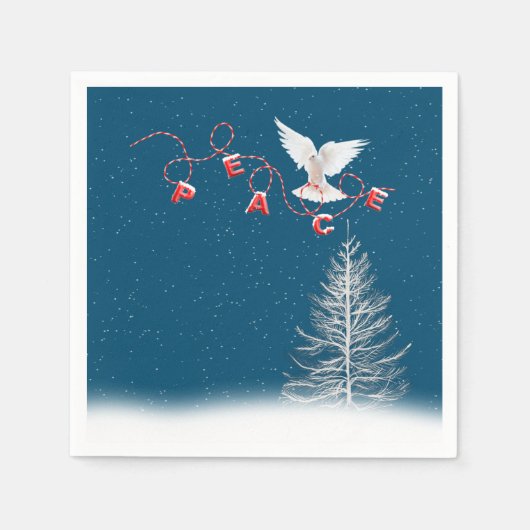 White Dove with Peace-kerstversiering Servet (Voorkant)