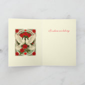White Doves and Red Roses Art Nouveau Kaart (Binnen)