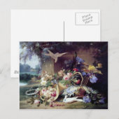 White Doves Birds Flowers schilderij Briefkaart (Voorkant / Achterkant)