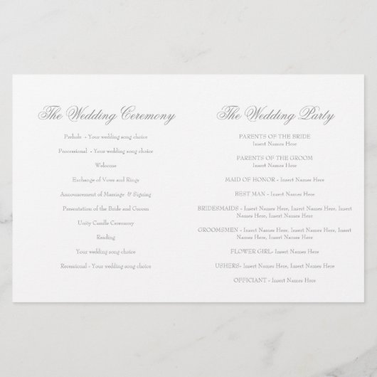 White doves blue ribbon gray Wedding Programme (Achterkant)