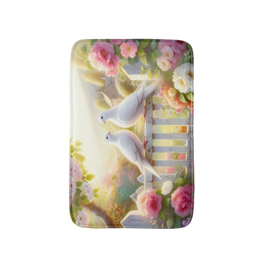 White Doves Cottage Garden Badmat (Voorkant Verticaal)