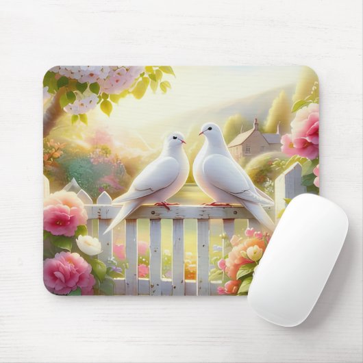 White Doves Cottage Garden Muismat (Met muis)