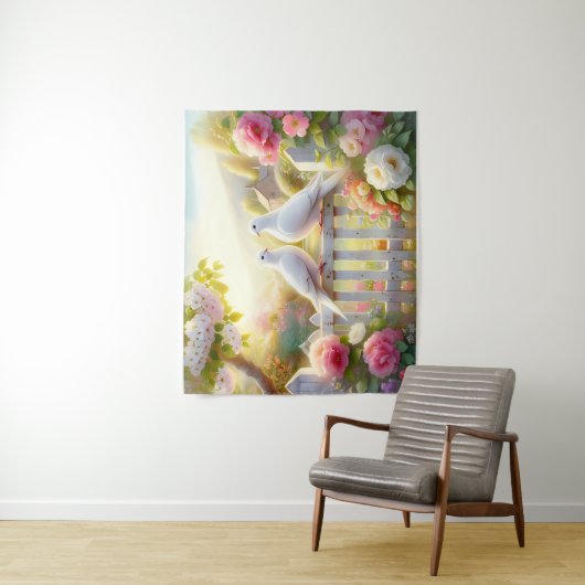 White Doves Cottage Garden Wandkleed (In situ)