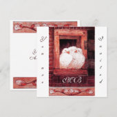 WHITE DOVES IN HET VENSTER, zwart-wit rood Kaart (Voorkant / Achterkant)