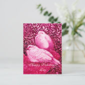 WHITE DOVES IN PINK FUCHSIA FEESTDAGENKAART (Staand voorkant)