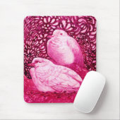 WHITE DOVES IN PINK FUCHSIA MUISMAT (Met muis)