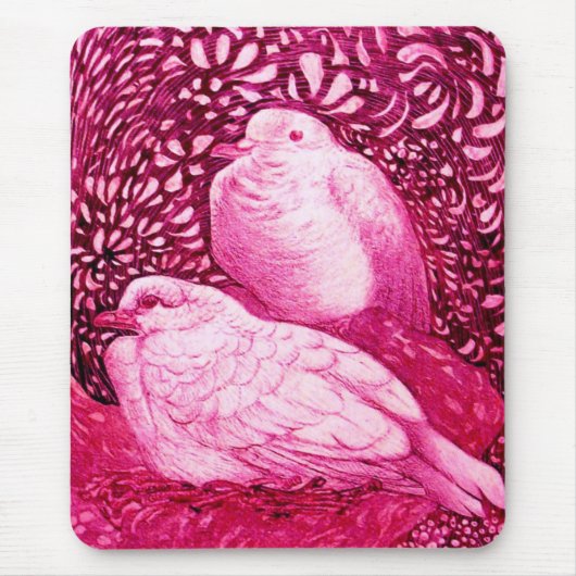 WHITE DOVES IN PINK FUCHSIA MUISMAT (Voorkant)
