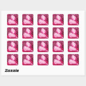 WHITE DOVES IN PINK FUCHSIA VIERKANTE STICKER (Vel)