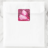WHITE DOVES IN PINK FUCHSIA VIERKANTE STICKER (Tas)