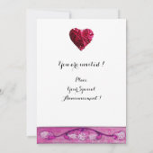 WHITE DOVES IN PINK PAARSE WINDOW WEDDING MONOGRAM KAART (Achterkant)