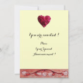 WHITE DOVES IN RED WINDOW WEDDING GEM MONOGRAM KAART (Achterkant)