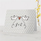White Doves Love Heart Wedding Greetings Kaart (Gele Bloem)