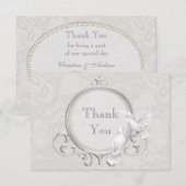 White Doves & Paisley Lace Dank je huwelijk Bedankkaart (Voorkant / Achterkant)