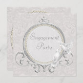 White Doves & Paisley Lace Engagement Party Kaart (Voorkant / Achterkant)