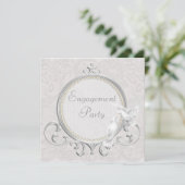 White Doves & Paisley Lace Engagement Party Kaart (Staand voorkant)