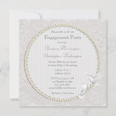 White Doves & Paisley Lace Engagement Party Kaart (Achterkant)