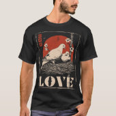 White Doves Romance Peace Love Design T-shirt (Voorkant)