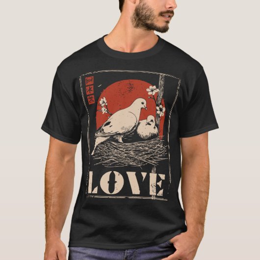 White Doves Romance Peace Love Design T-shirt (Voorkant)
