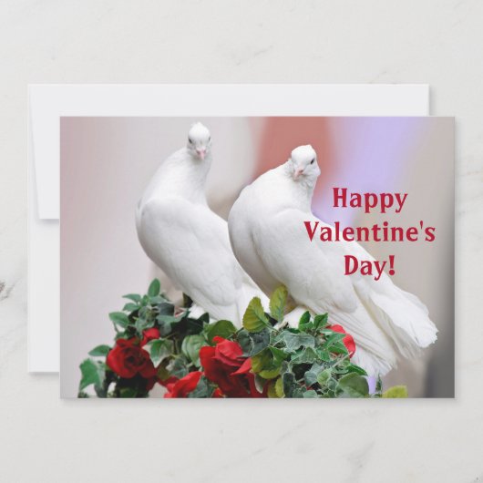 White Doves Valentijnsdag Flat Card Bedankkaart (Voorkant)