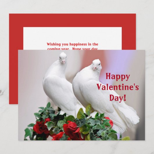 White Doves Valentijnsdag Flat Card Bedankkaart (Voorkant / Achterkant)